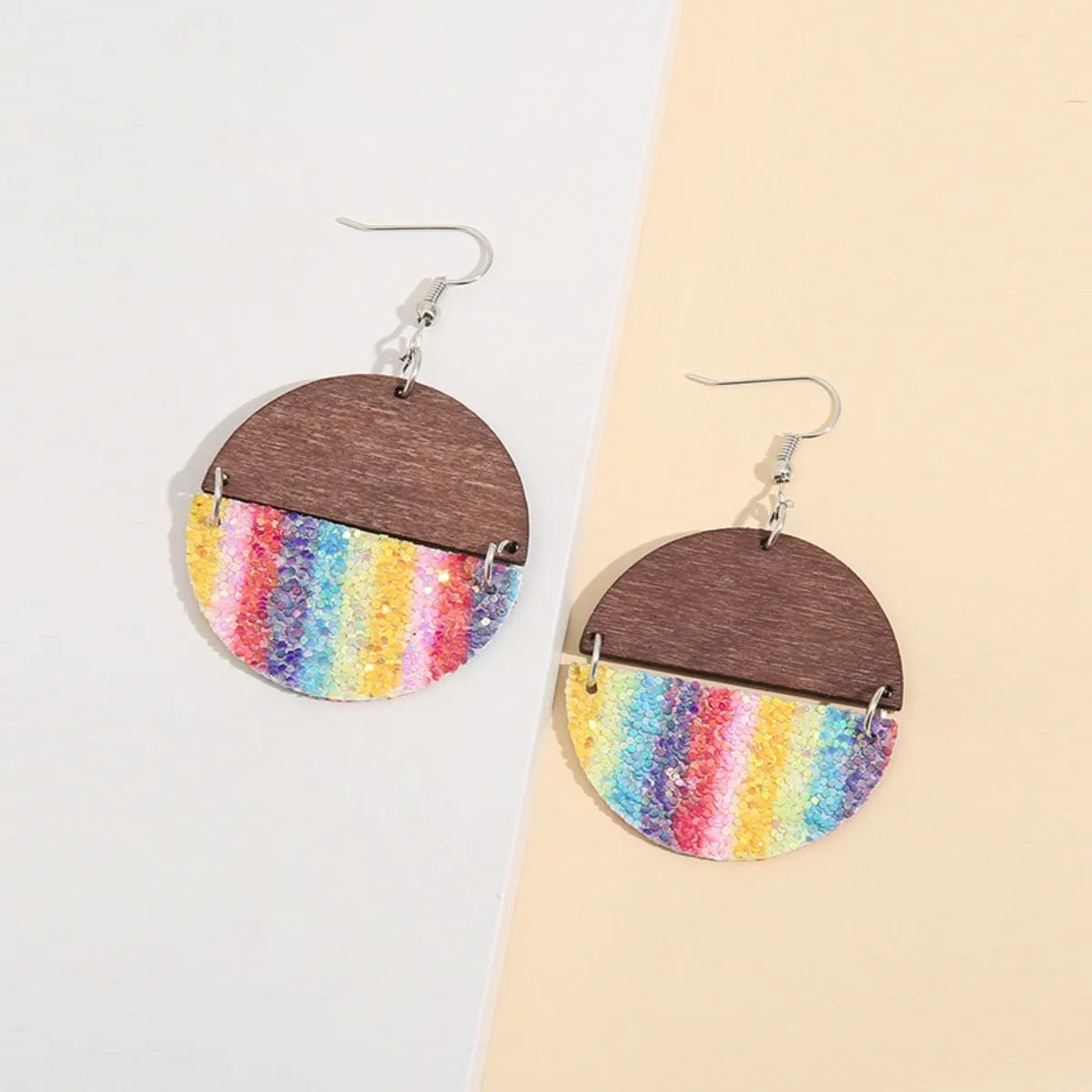 Sequin Wooden Round Dangle Earrings sold by Charming Charlie product image thumbnail 2