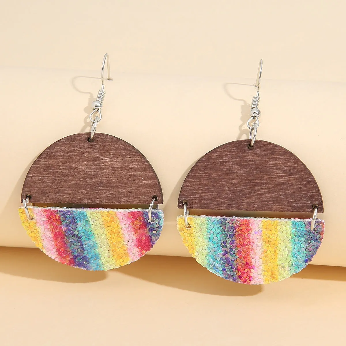 Sequin Wooden Round Dangle Earrings sold by Charming Charlie product image thumbnail 3