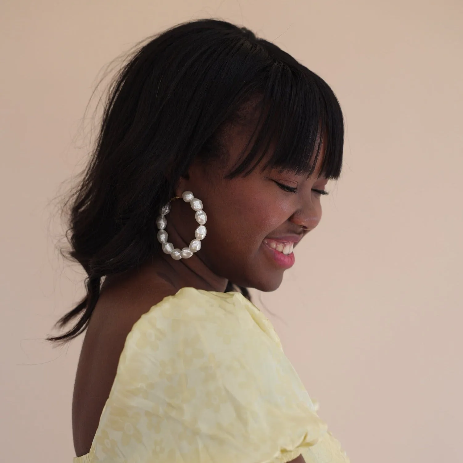 Macy Pearl Hoop sold by Charming Charlie product image thumbnail 3