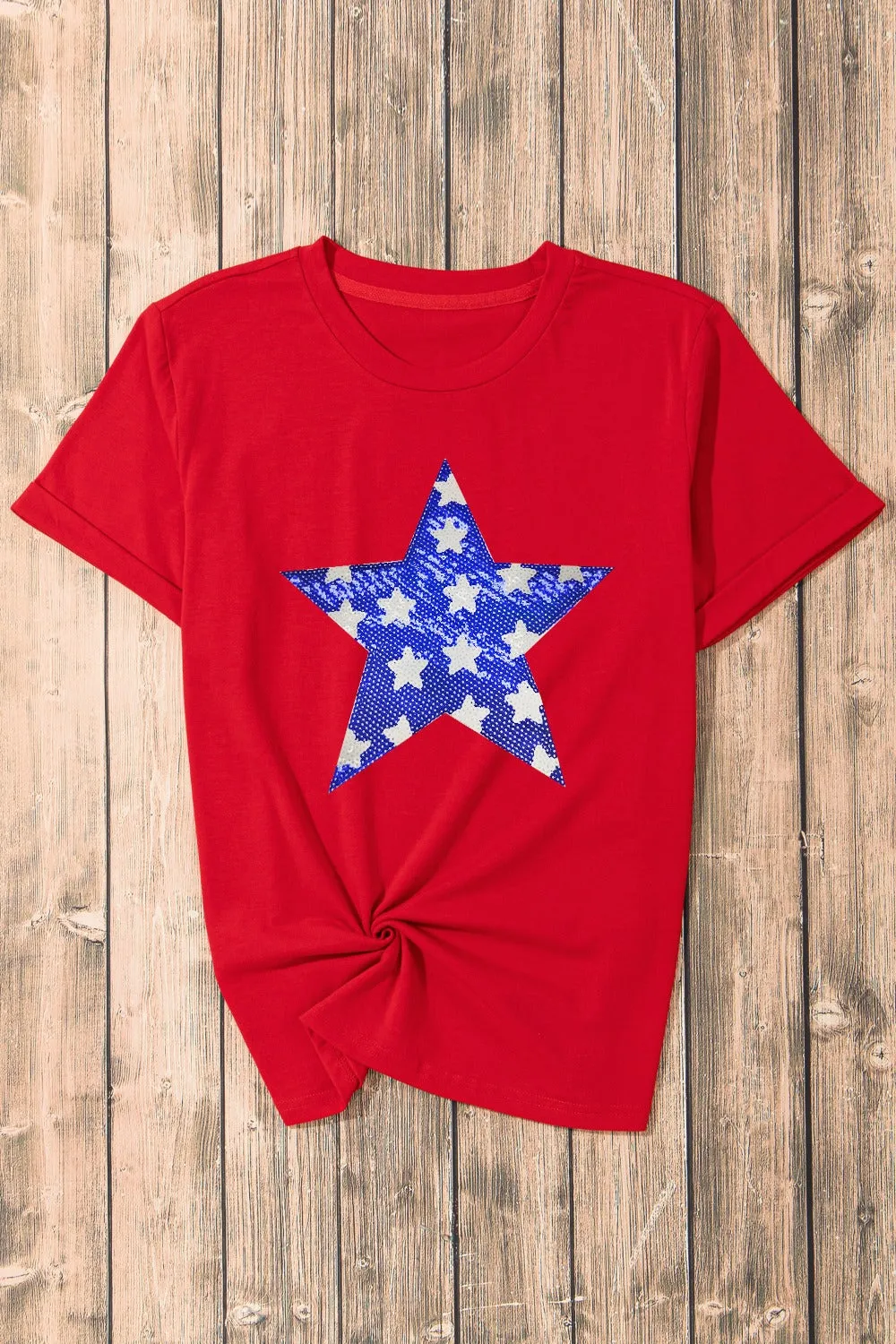 Sequin Star Round Neck Short Sleeve T-Shirt sold by Charming Charlie product image thumbnail 5