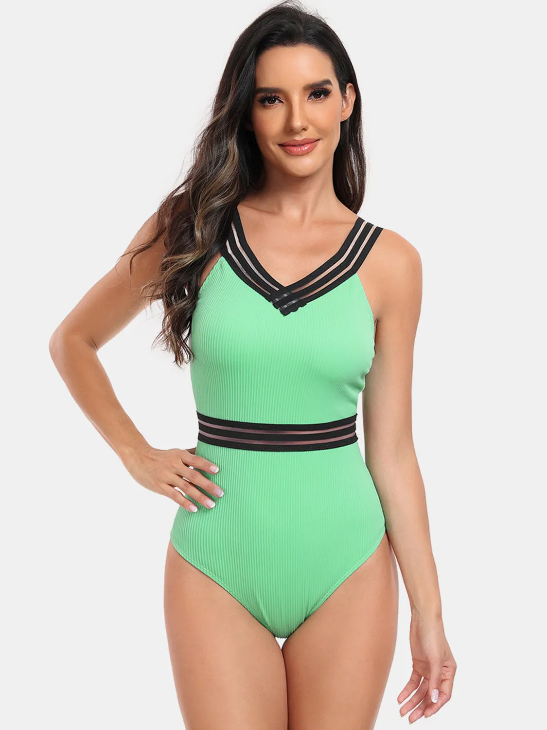 V-Neck One-Piece Swimwear sold by Charming Charlie
