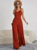 Decorative Button Spaghetti Strap Wide Leg Jumpsuit sold by Charming Charlie