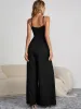 Decorative Button Spaghetti Strap Wide Leg Jumpsuit sold by Charming Charlie