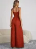 Decorative Button Spaghetti Strap Wide Leg Jumpsuit sold by Charming Charlie