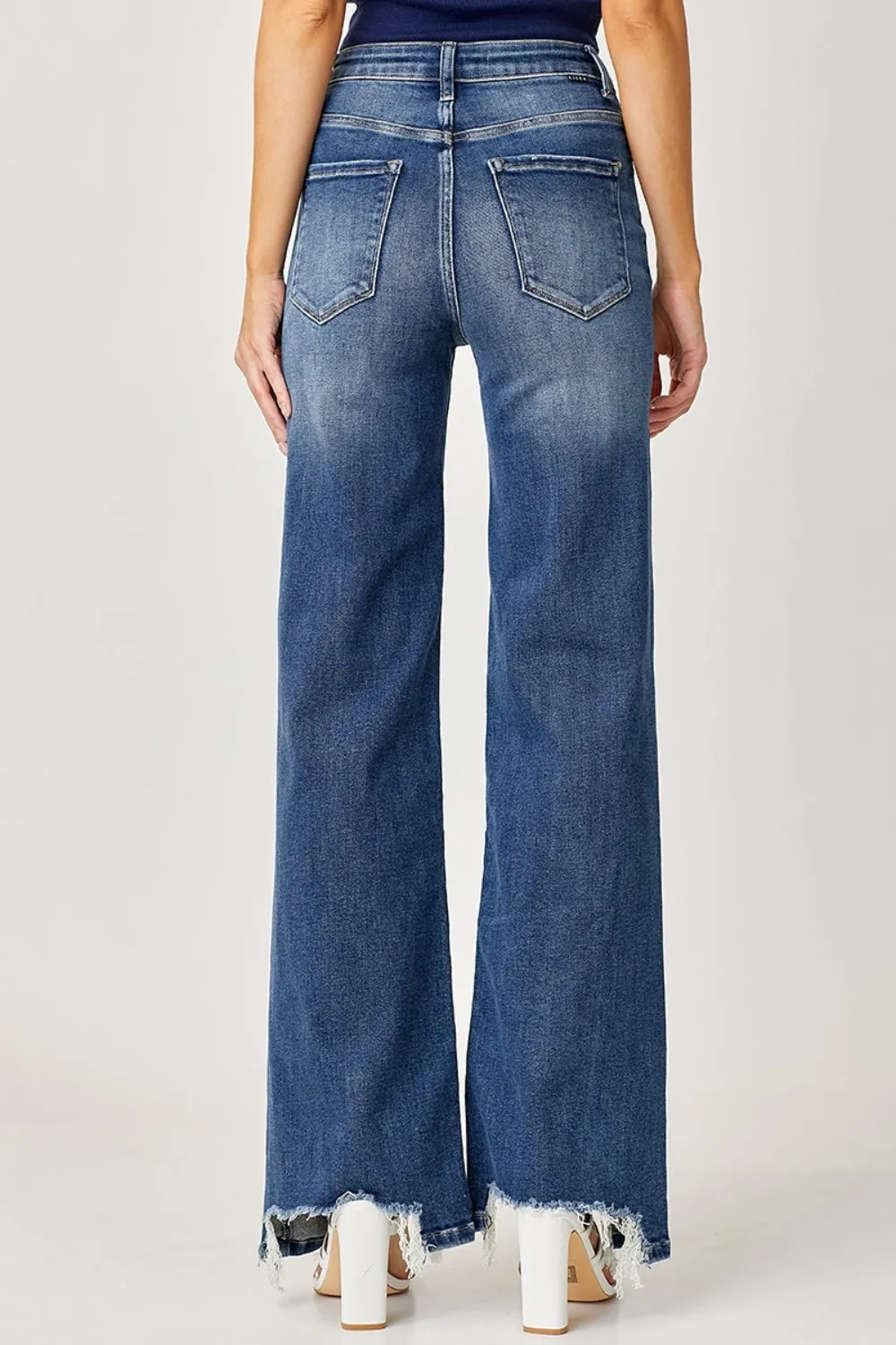 Risen Full Size High Rise Frayed Hem Wide Leg Jeans sold by Charming Charlie product image thumbnail 2
