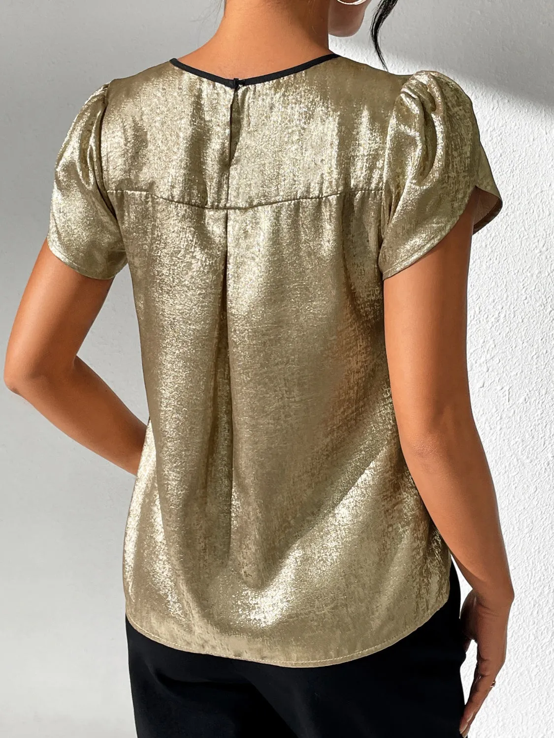 Cutout Round Neck Short Sleeve Blouse sold by Charming Charlie product image thumbnail 2