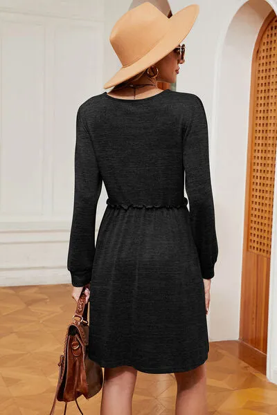 Frill Square Neck Long Sleeve Dress sold by Charming Charlie product image thumbnail 2