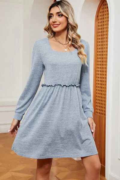 Frill Square Neck Long Sleeve Dress sold by Charming Charlie product image thumbnail 4