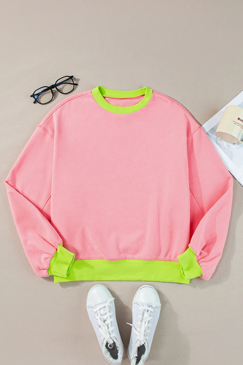Contrast Round Neck Long Sleeve Sweatshirt sold by Charming Charlie product image thumbnail 2