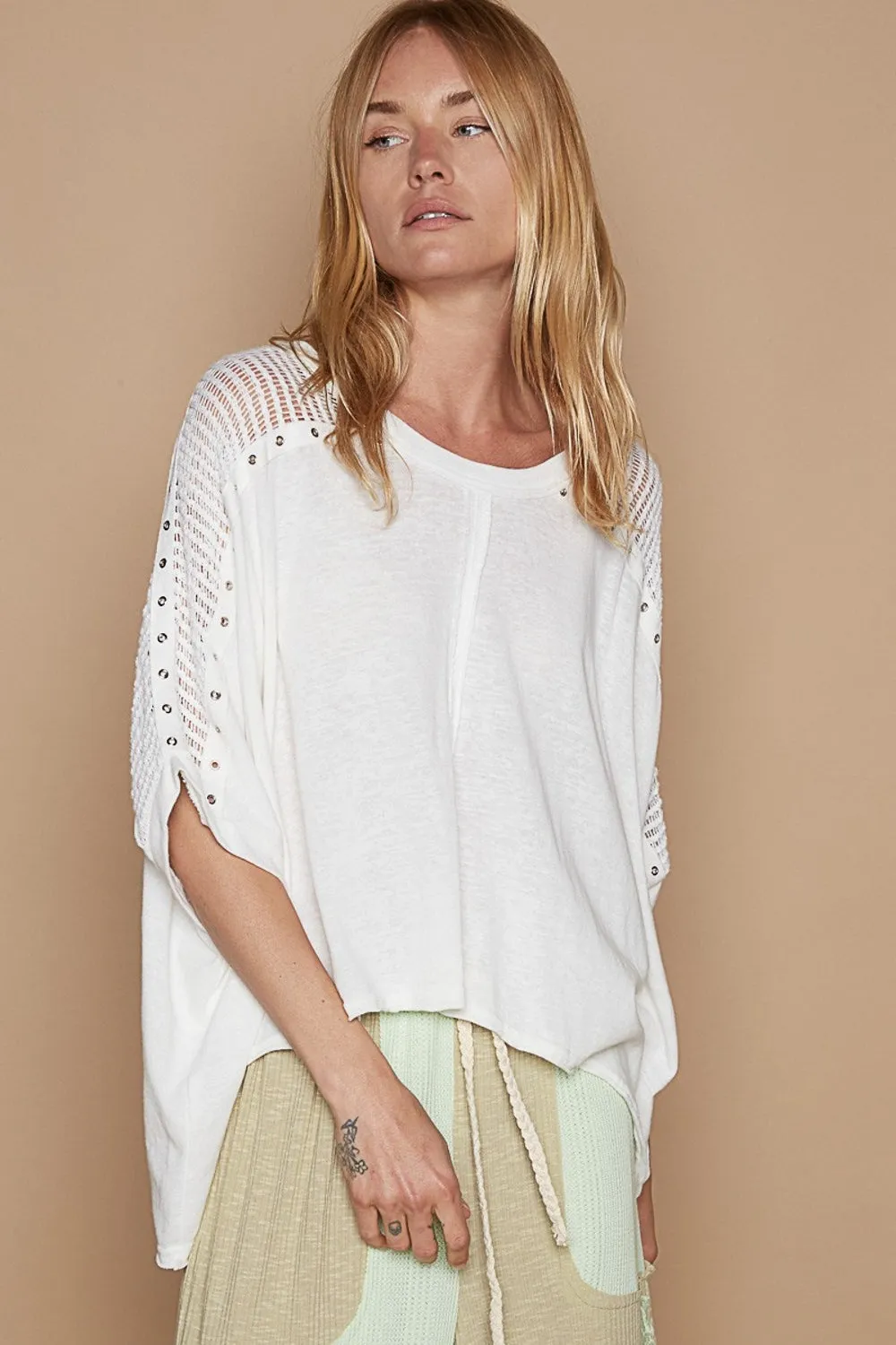 POL Eyelet Detail Studded High-Low Top sold by Charming Charlie product image thumbnail 4