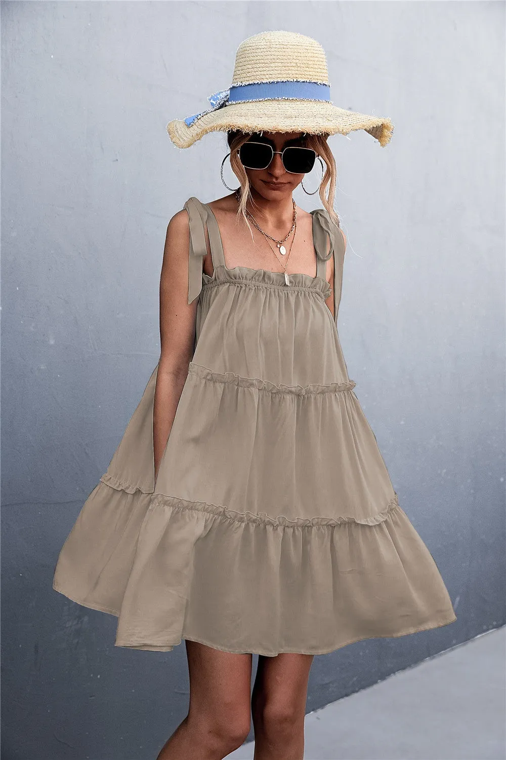 Frill Tiered Tie Shoulder Mini Cami Dress sold by Charming Charlie product image thumbnail 4
