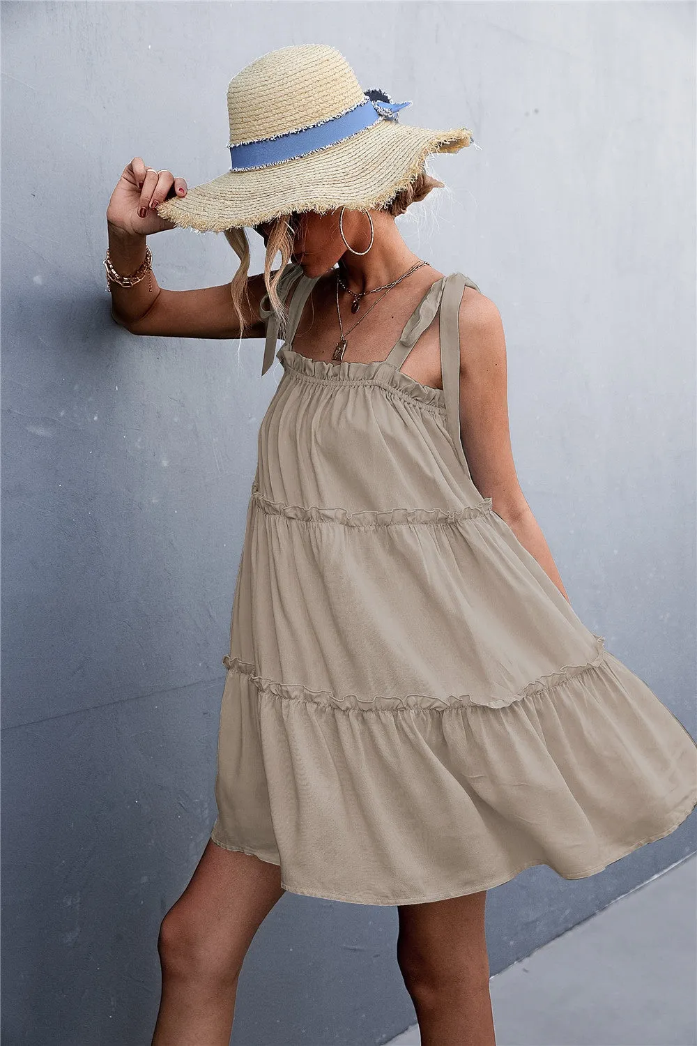 Frill Tiered Tie Shoulder Mini Cami Dress sold by Charming Charlie product image thumbnail 5