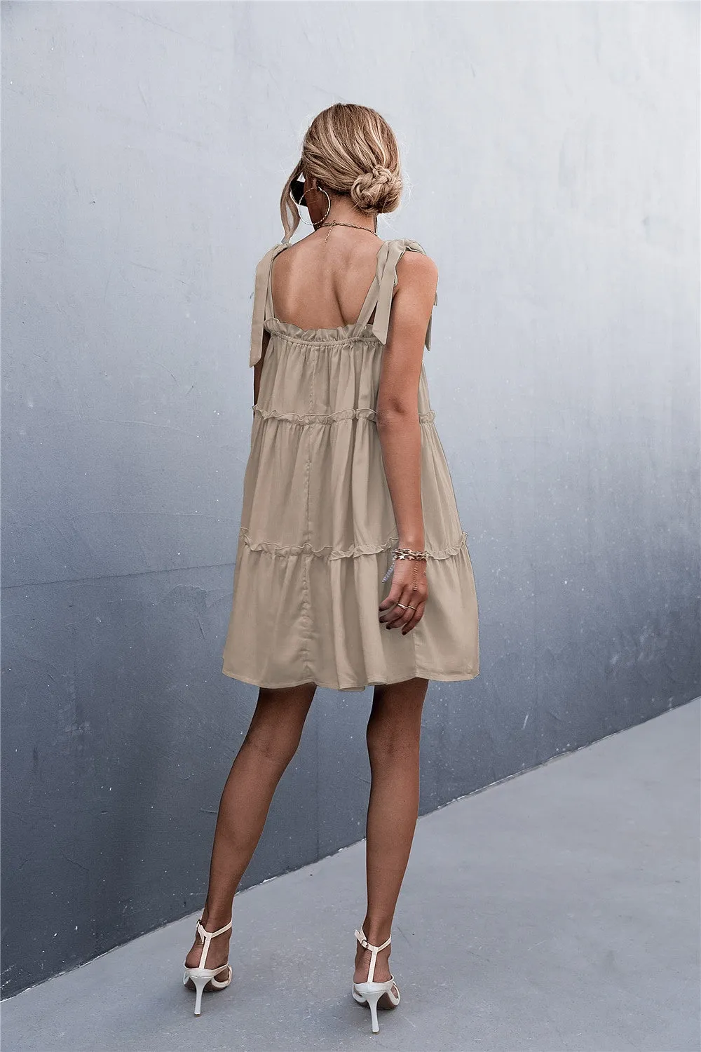 Frill Tiered Tie Shoulder Mini Cami Dress sold by Charming Charlie product image thumbnail 2