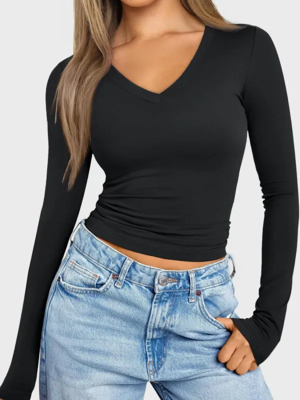 V-Neck Long Sleeve T-Shirt sold by Charming Charlie