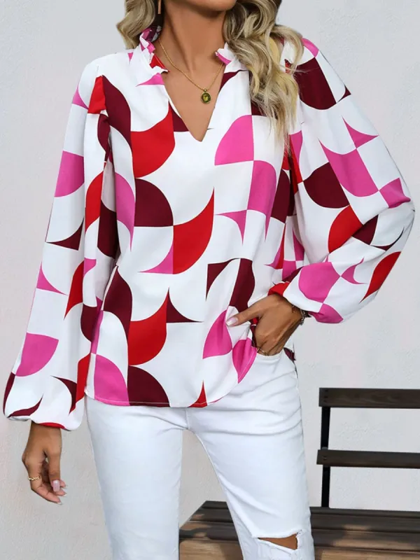 Frill Notched Long Sleeve Blouse sold by Charming Charlie