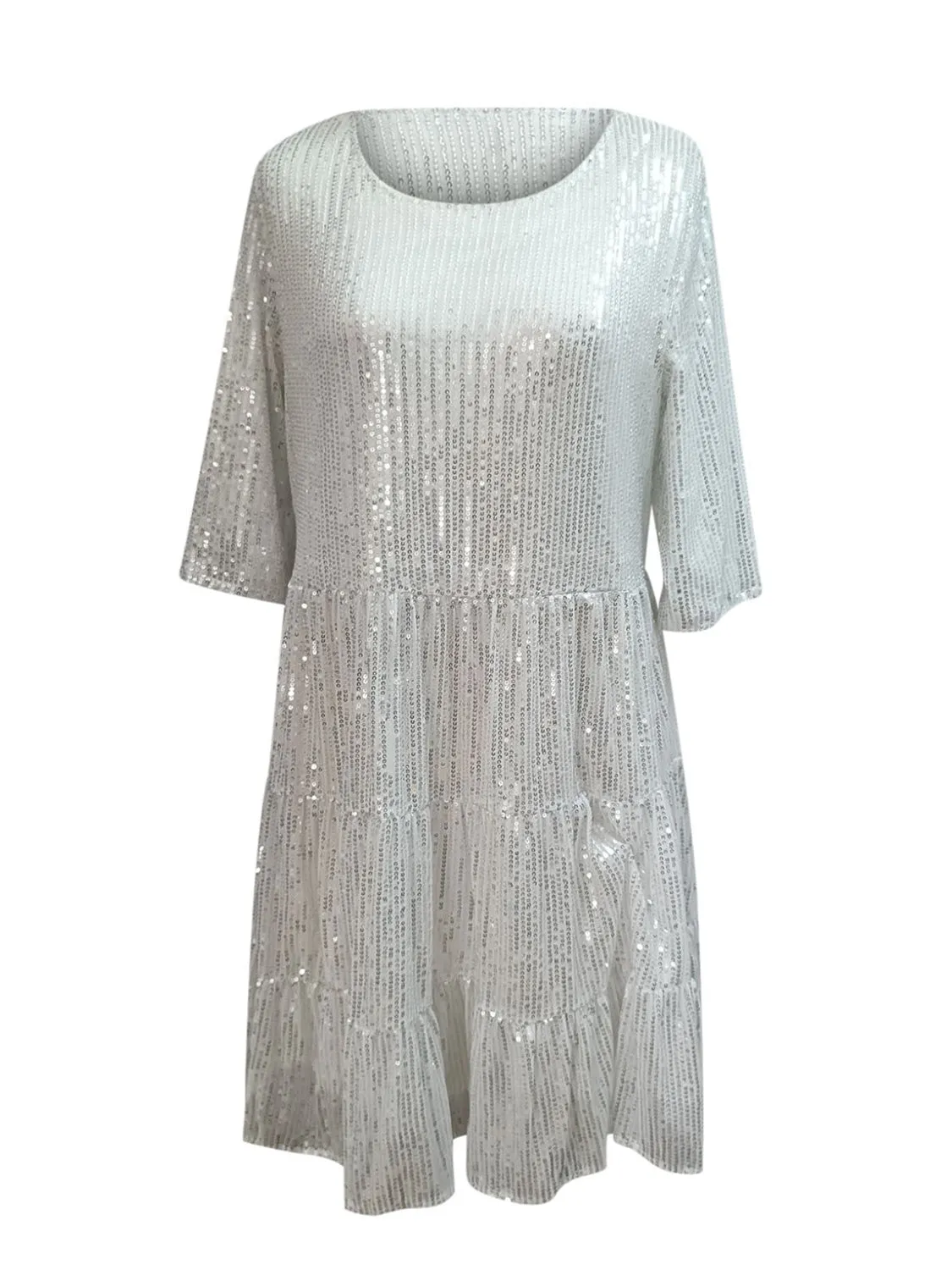 Full Size Sequin Round Neck Half Sleeve Mini Dress sold by Charming Charlie product image thumbnail 2