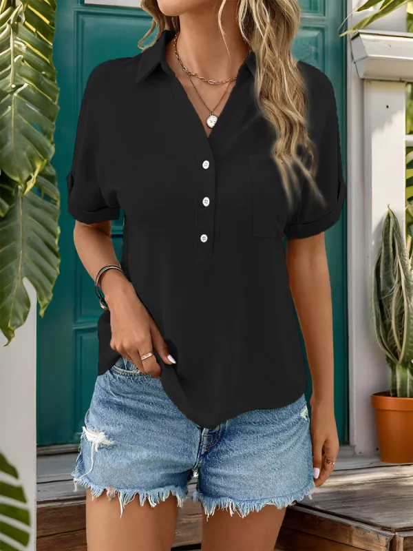 Johnny Collar Half Sleeve Blouse sold by Charming Charlie