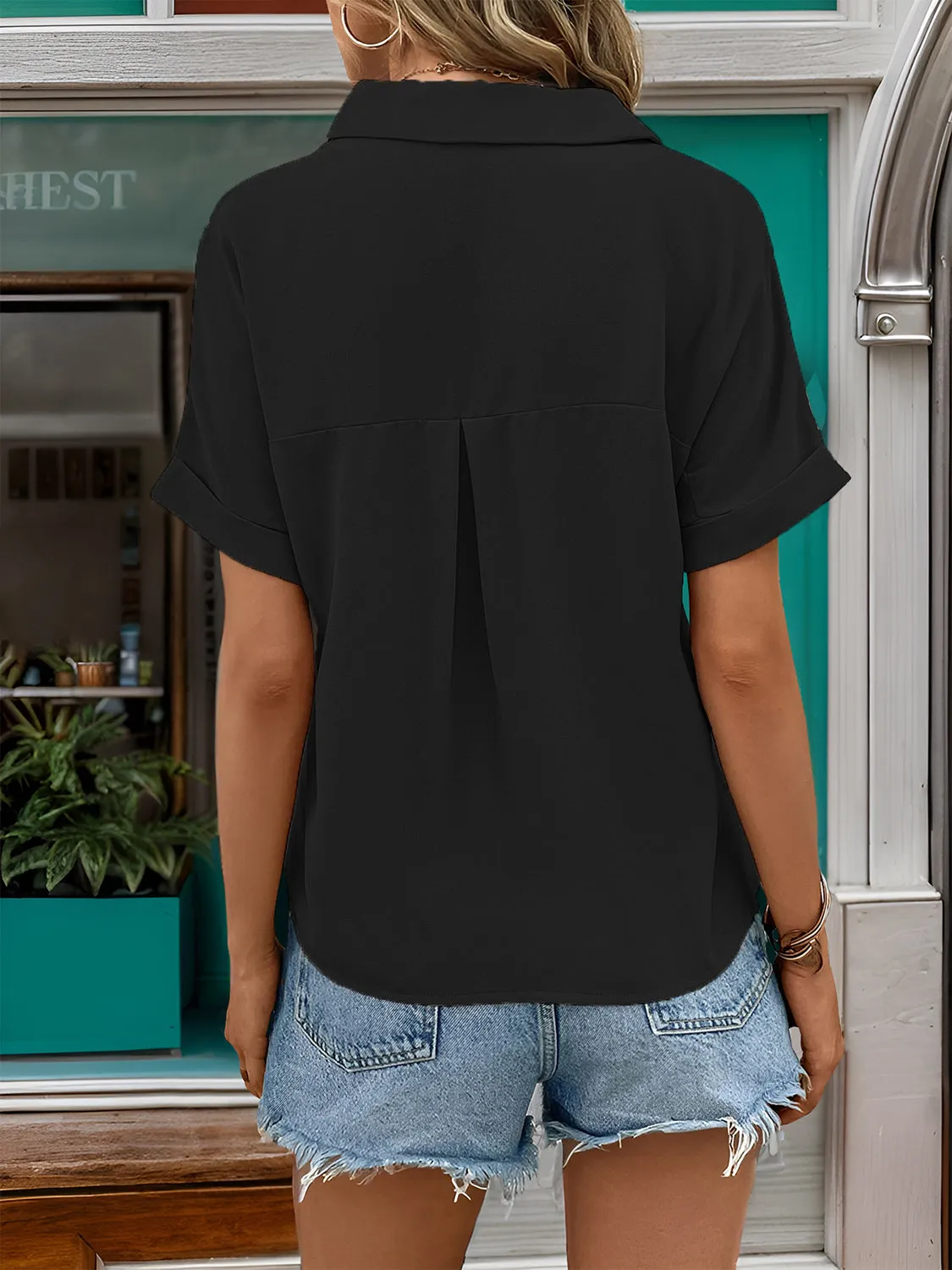 Johnny Collar Half Sleeve Blouse sold by Charming Charlie product image thumbnail 5