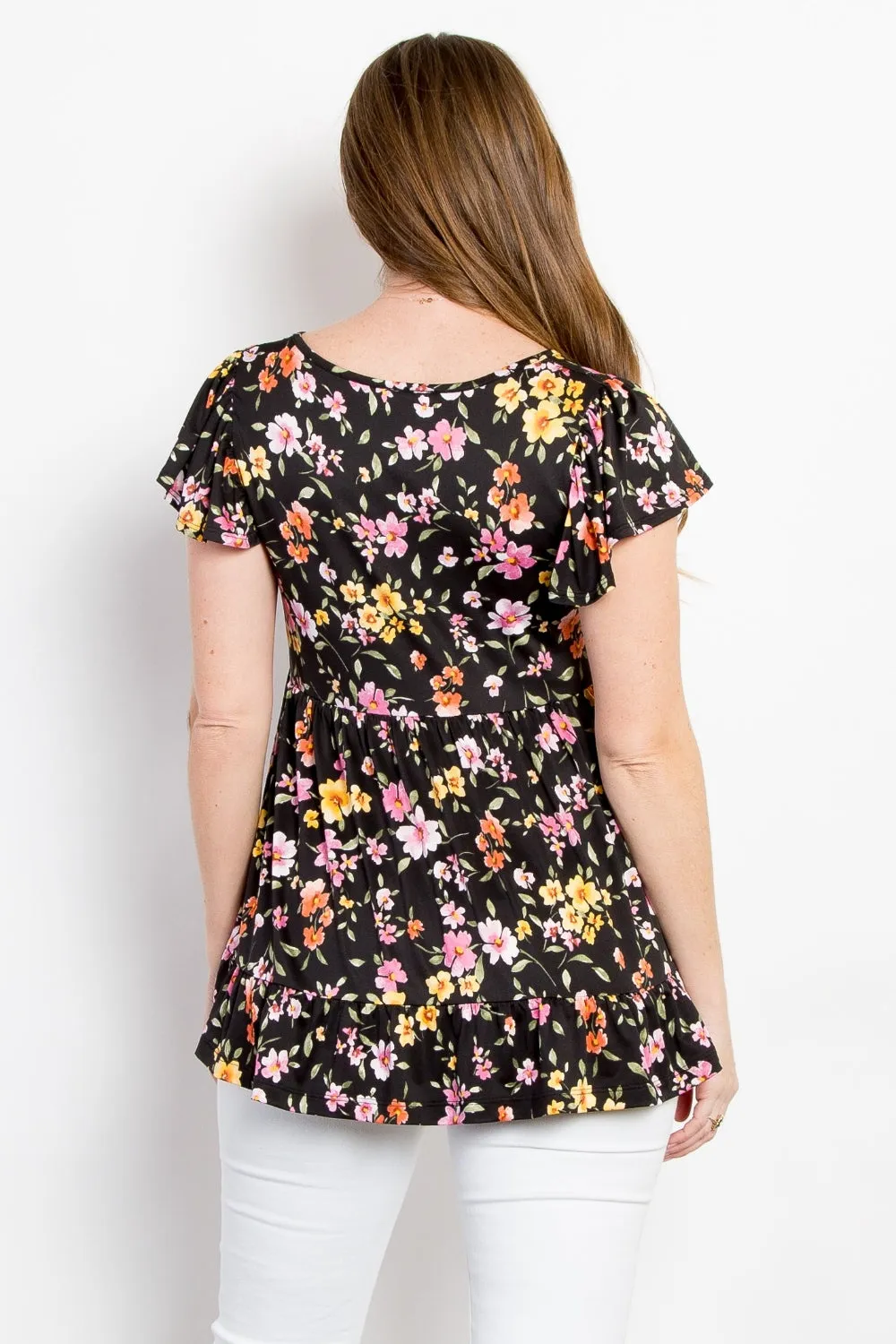 Be Stage Floral Short Sleeve Ruffled Top sold by Charming Charlie product image thumbnail 2
