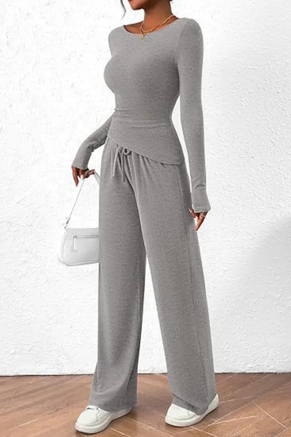 Round Neck Long Sleeve Top and Pants Set sold by Charming Charlie product image thumbnail 3