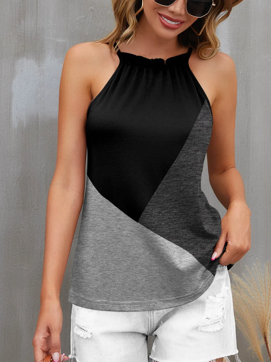 Color Block Grecian Neck Cami sold by Charming Charlie