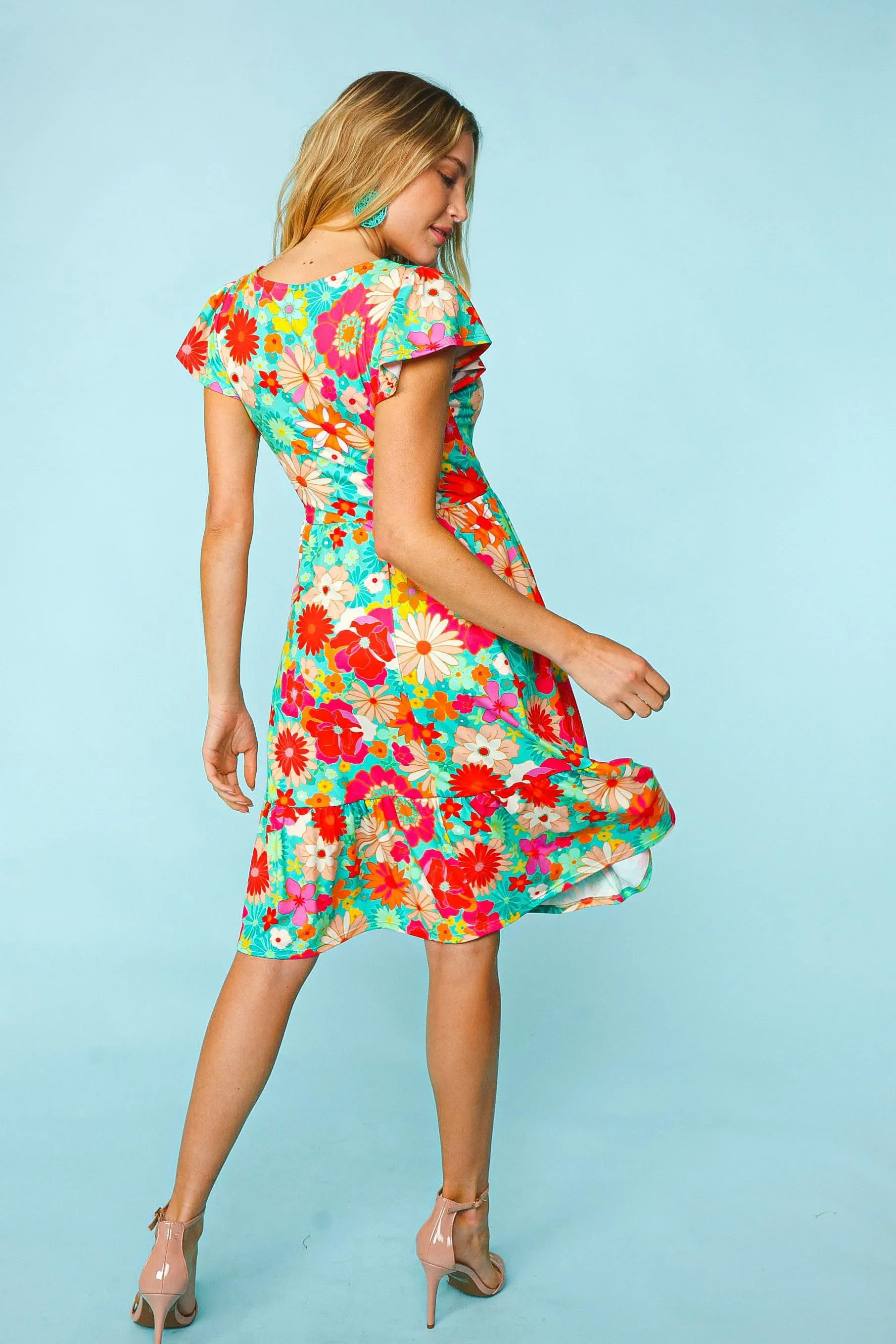 Haptics Floral Square Neck Short Sleeve Dress sold by Charming Charlie product image thumbnail 2
