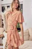 BiBi Floral Tied Short Sleeve Mini Wrap Dress sold by Charming Charlie
