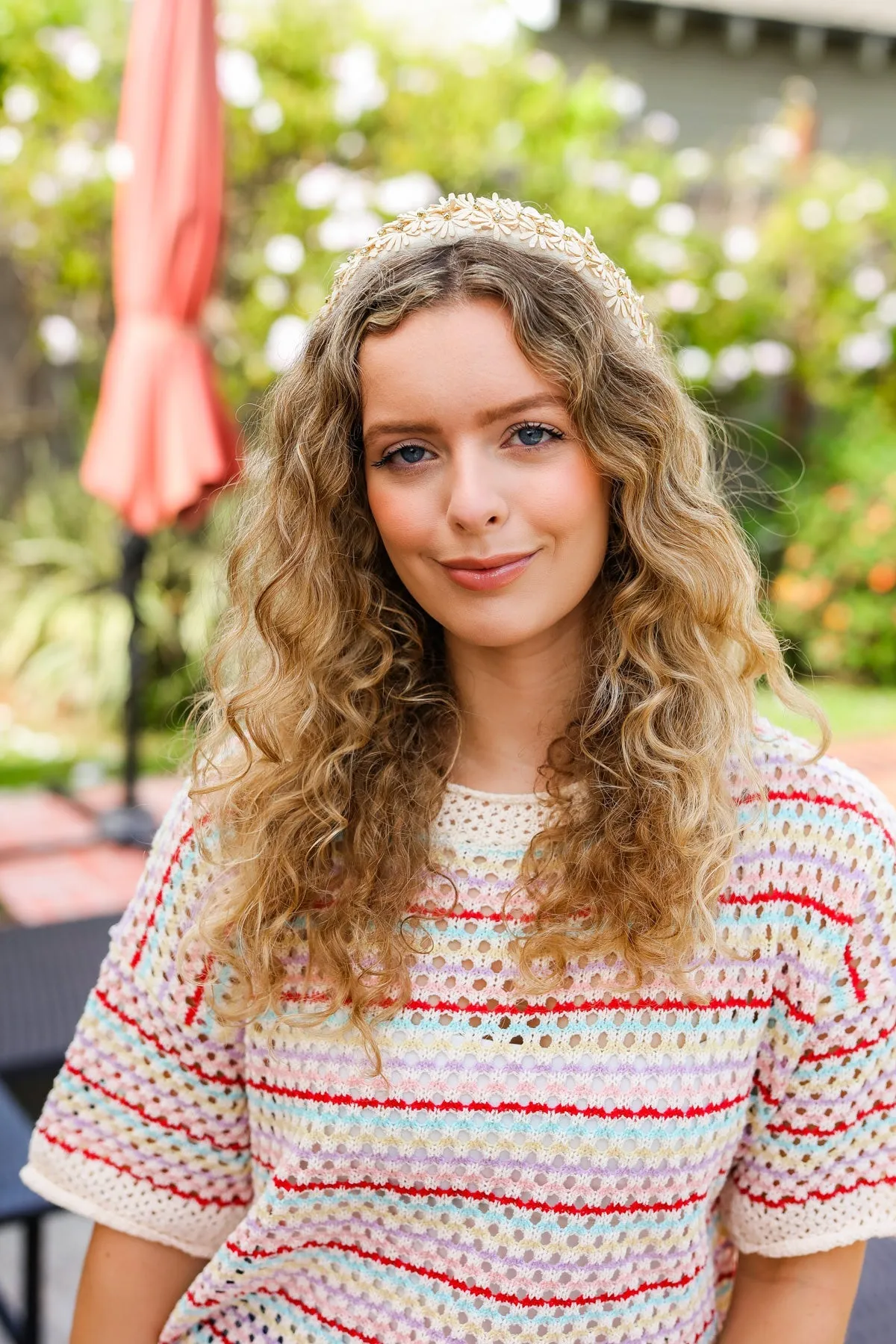 Oatmeal Satin Daisy Rhinestone Headband sold by Charming Charlie product image thumbnail 2