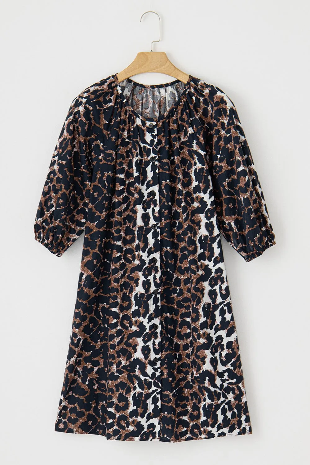 Leopard Button Up Half Sleeve Mini Dress sold by Charming Charlie product image thumbnail 2