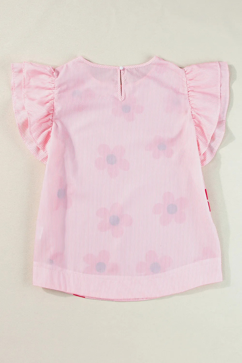 Ruffled Flower Printed Round Neck Cap Sleeve Blouse sold by Charming Charlie product image thumbnail 3