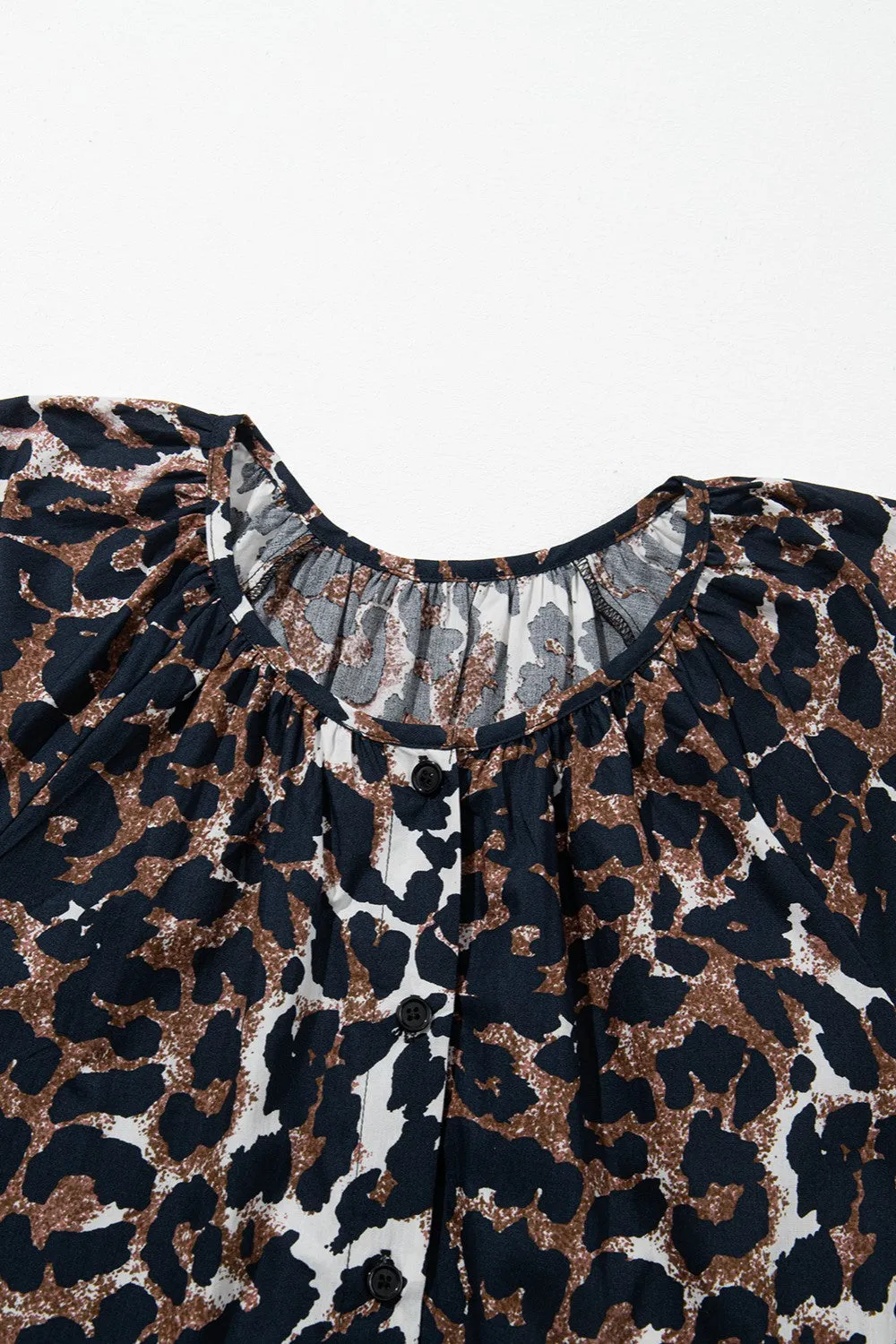 Leopard Button Up Half Sleeve Mini Dress sold by Charming Charlie product image thumbnail 4