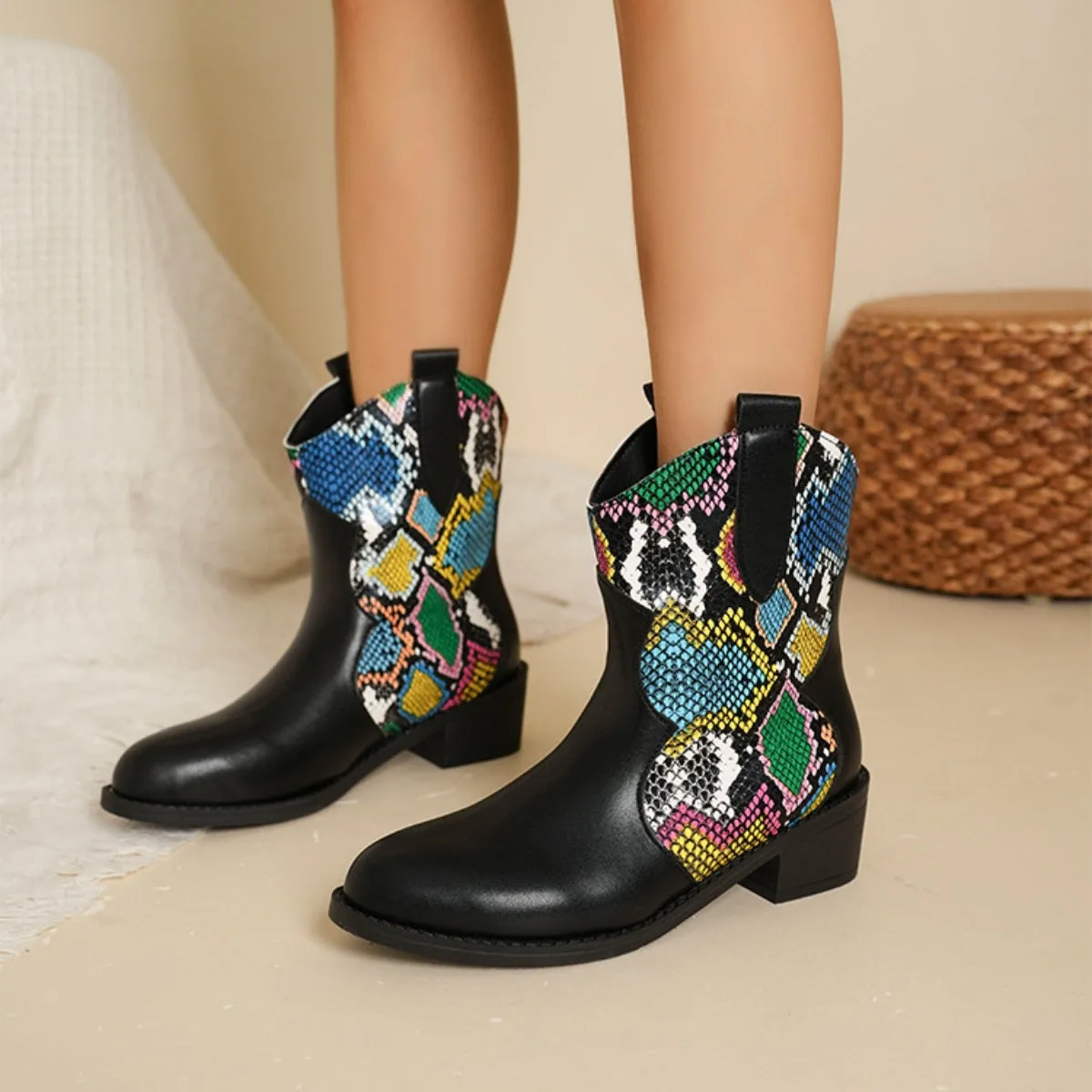 PU Leather Color Block Boots sold by Charming Charlie