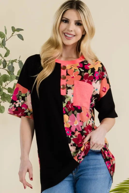 Celeste Full Size Floral Short Sleeve T-Shirt sold by Charming Charlie