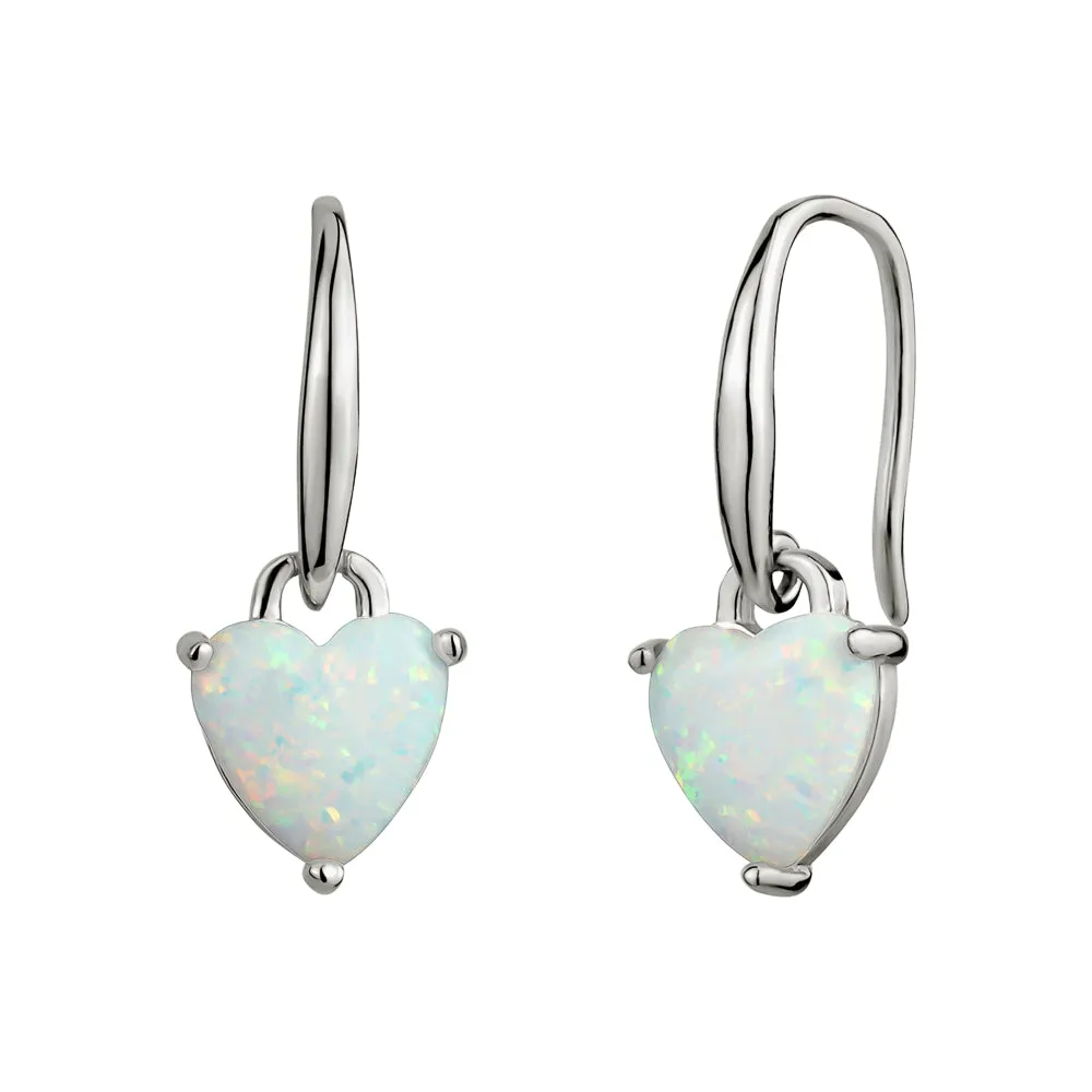 GL Creations- Sterling Silver Opal Heart Drop Earrings sold by Charming Charlie