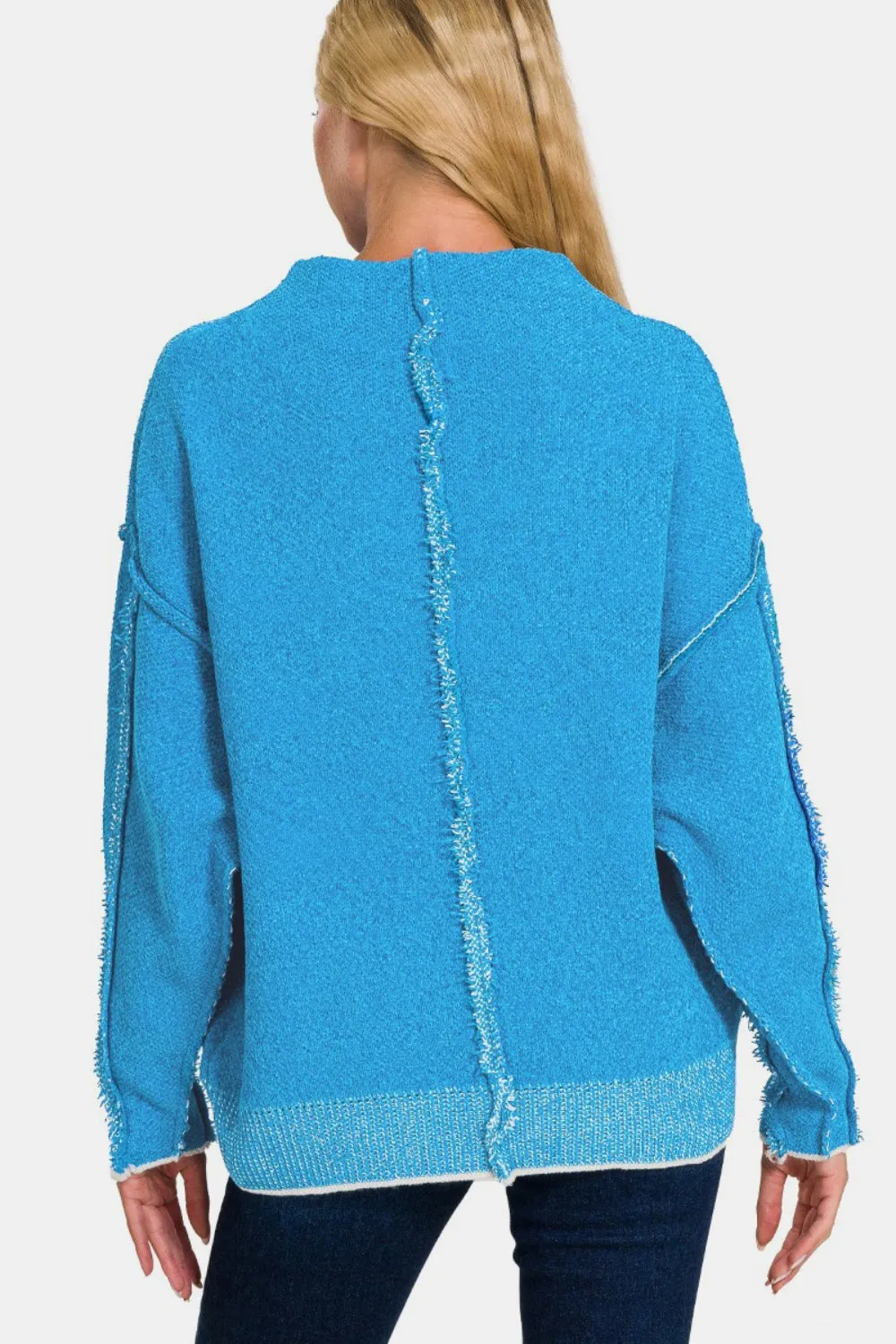 Zenana Exposed Seam Mock Neck Long Sleeve Sweater sold by Charming Charlie product image thumbnail 2