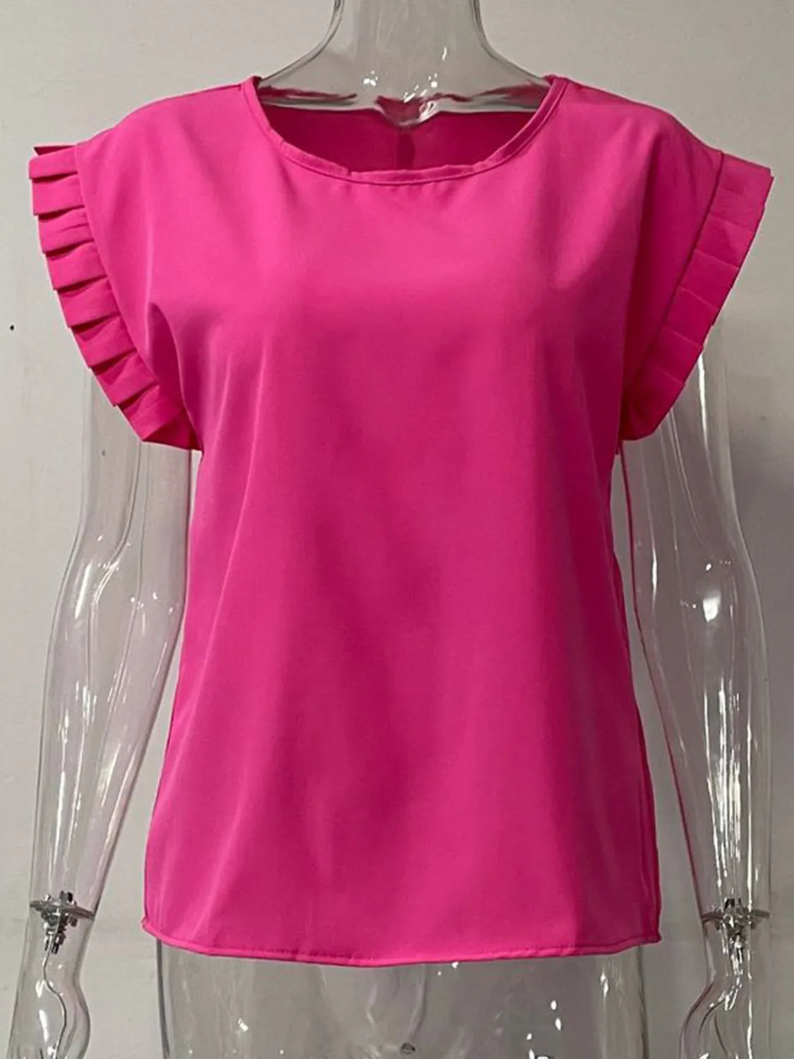 Ruffled Round Neck Cap Sleeve Blouse sold by Charming Charlie product image thumbnail 5