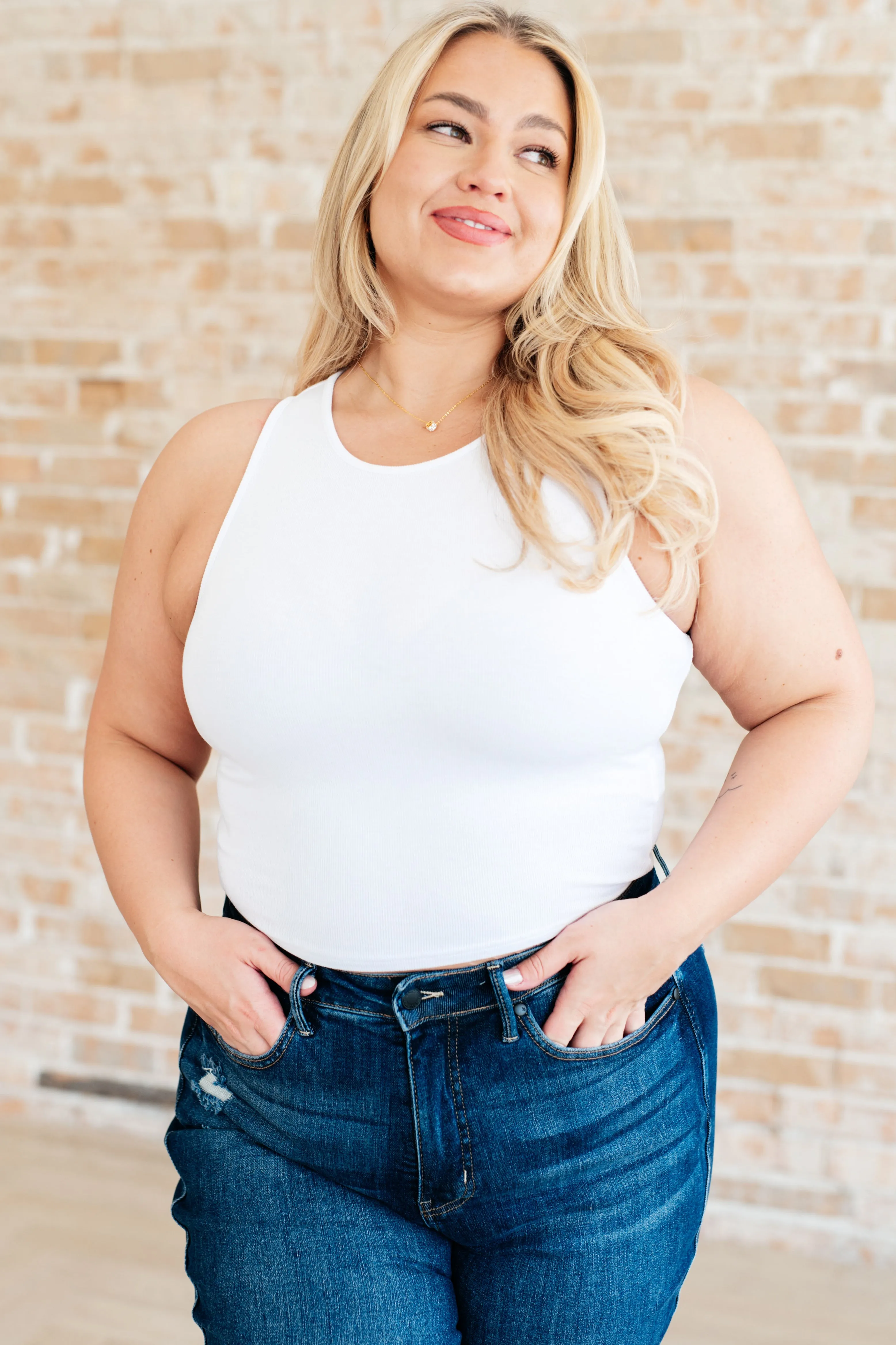 Cream of the Crop Rib Knit Tank Top in White sold by Charming Charlie