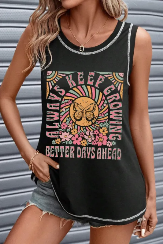 Graphic Round Neck Tank sold by Charming Charlie