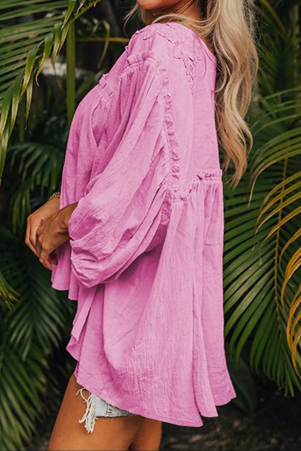 Dropped Shoulder Round Neck Blouse sold by Charming Charlie product image thumbnail 2