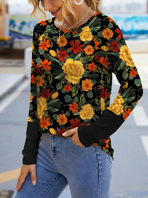 Printed Round Neck Long Sleeve T-Shirt sold by Charming Charlie