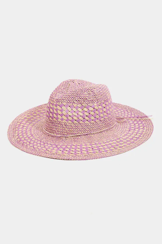 Fame Checkered Straw Weave Sun Hat sold by Charming Charlie