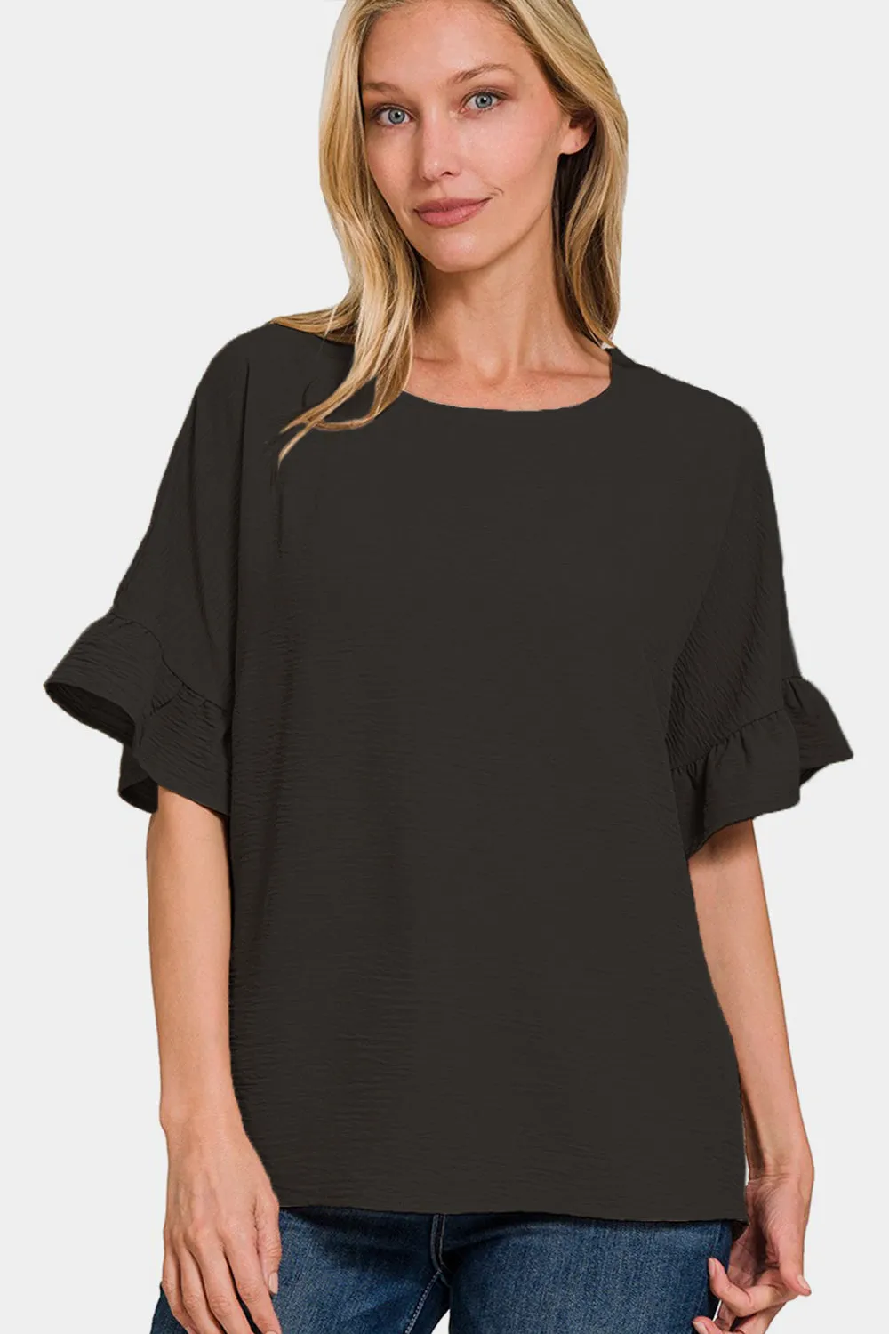 Zenana V-Neck Flutter Sleeve Top sold by Charming Charlie product image thumbnail 3