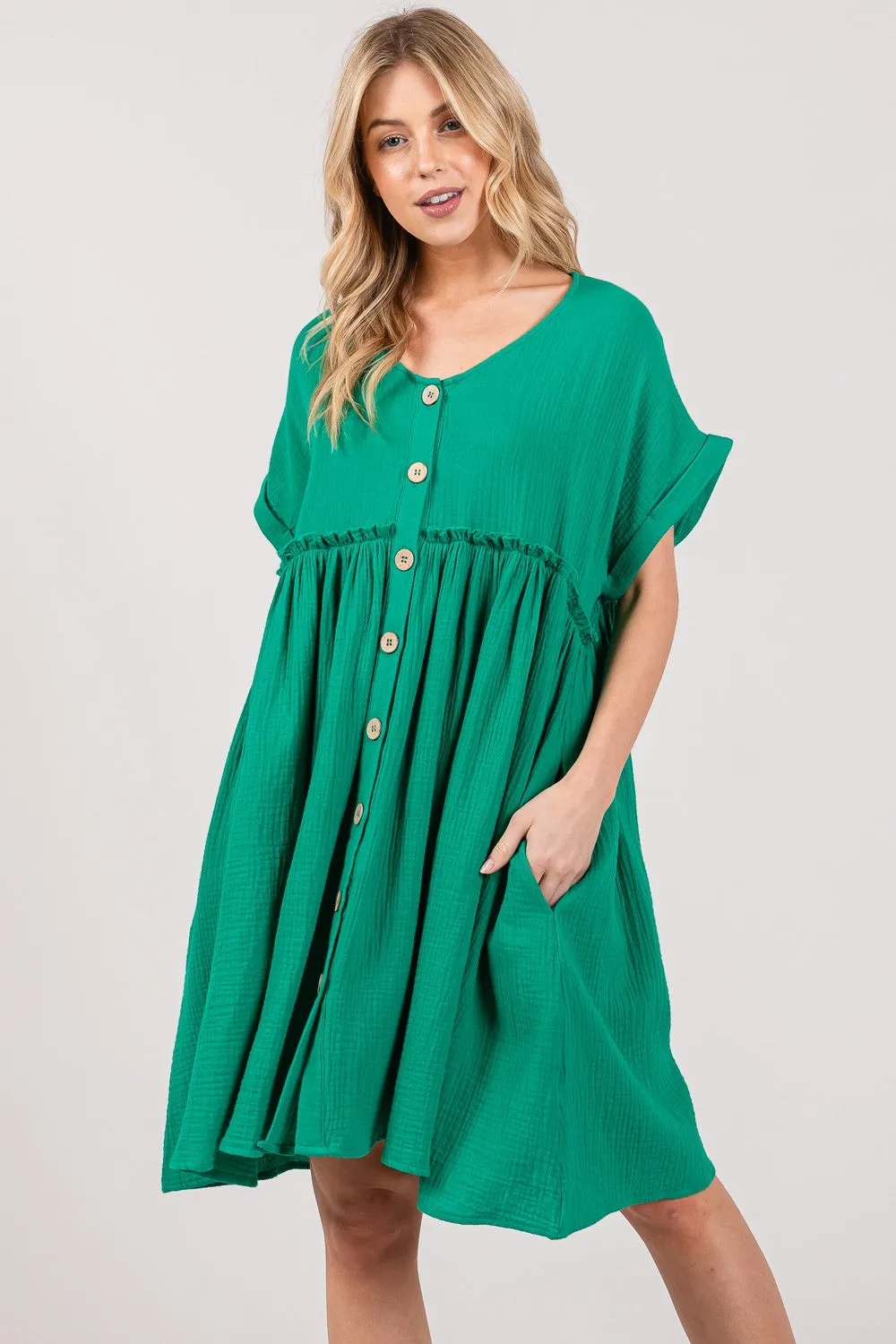 SAGE + FIG Full Size Button Up Short Sleeve Dress sold by Charming Charlie product image thumbnail 3
