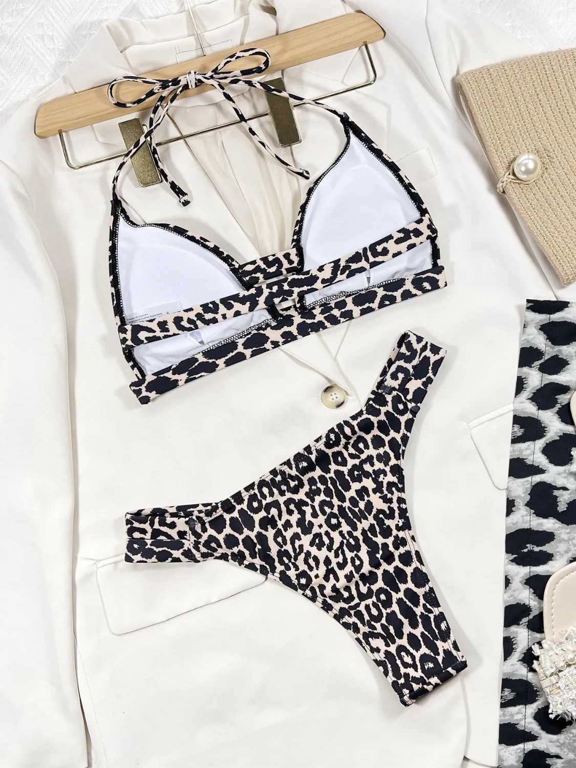 Leopard Cutout Halter Neck Bikini Set sold by Charming Charlie product image thumbnail 3