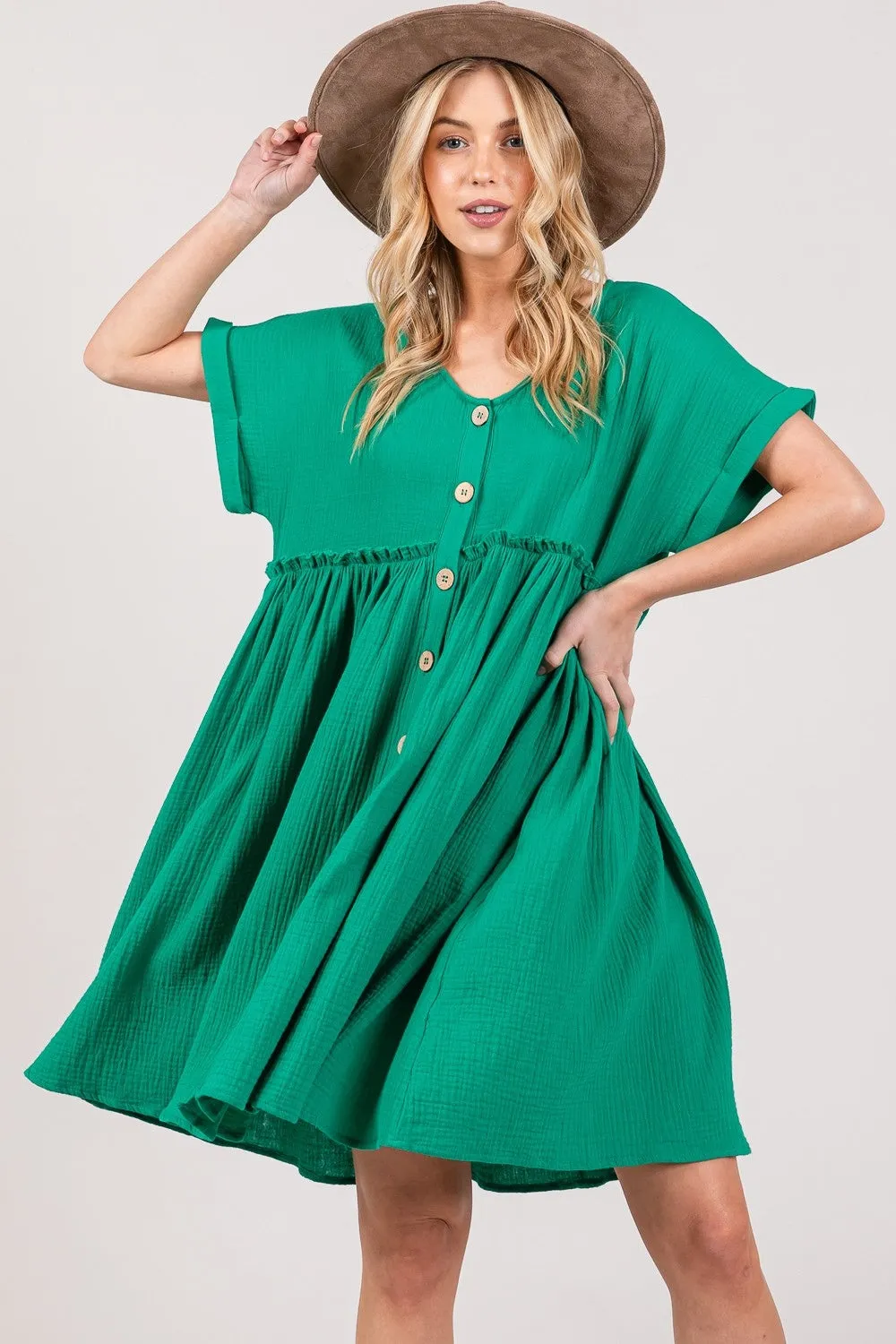 SAGE + FIG Full Size Button Up Short Sleeve Dress sold by Charming Charlie product image thumbnail 4