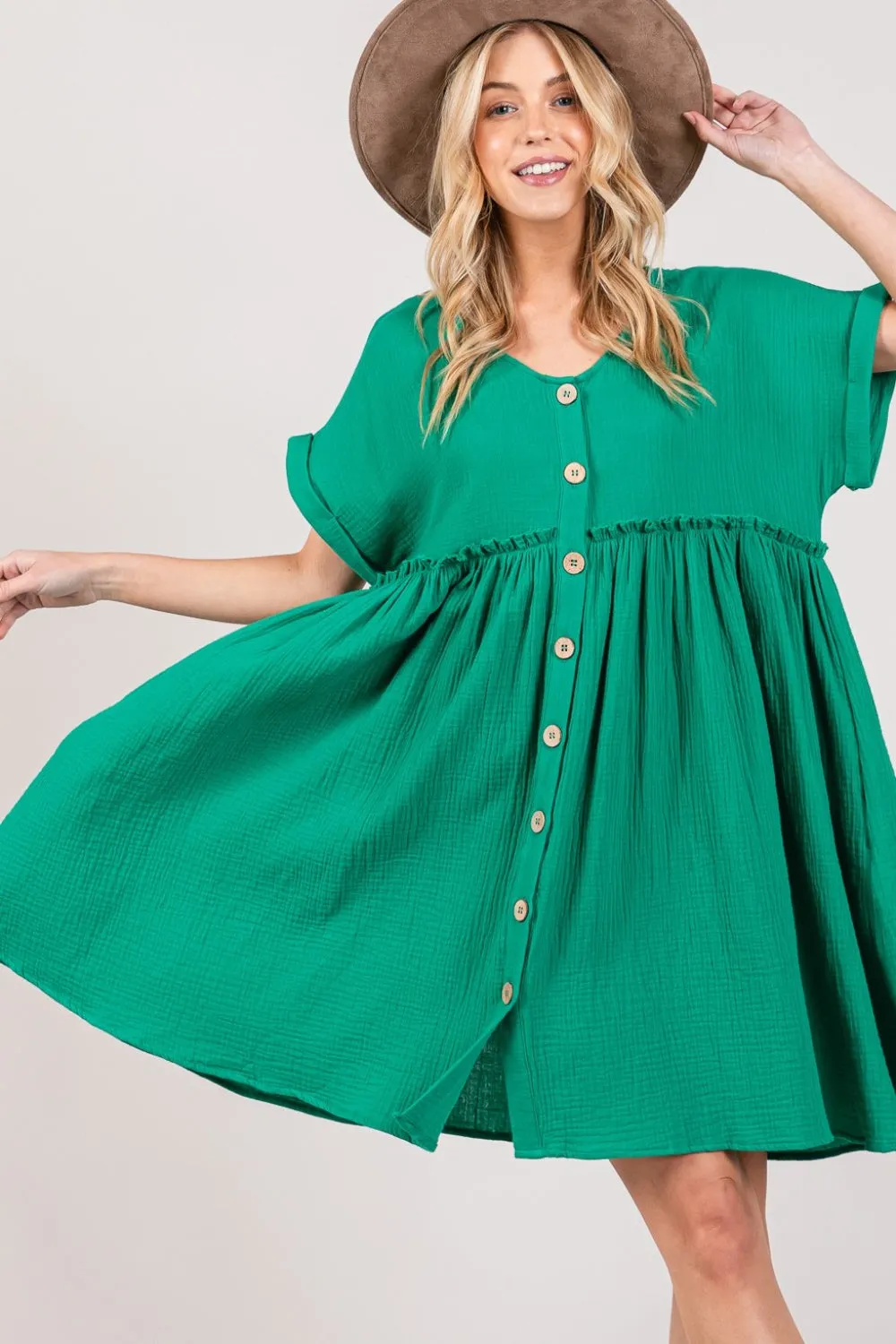SAGE + FIG Full Size Button Up Short Sleeve Dress sold by Charming Charlie product image thumbnail 5