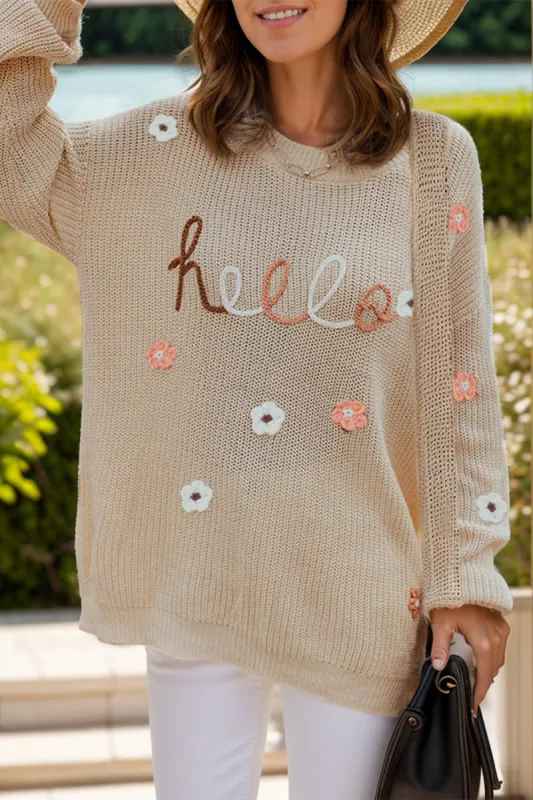 Flower Round Neck Long Sleeve Sweater sold by Charming Charlie