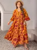 Plus Size Lace Detail Printed V-Neck Maxi Dress sold by Charming Charlie