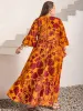 Plus Size Lace Detail Printed V-Neck Maxi Dress sold by Charming Charlie