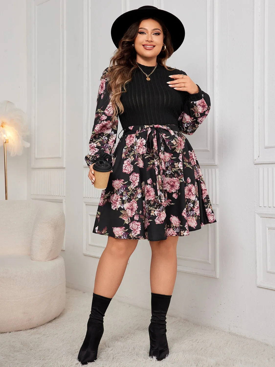 Plus Size Tied Printed Long Sleeve Dress sold by Charming Charlie product image thumbnail 4
